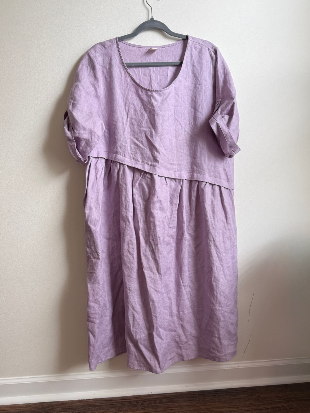 Lintico 100% Linen Purple Minimalistic Shift Dress Size Large Womenโs